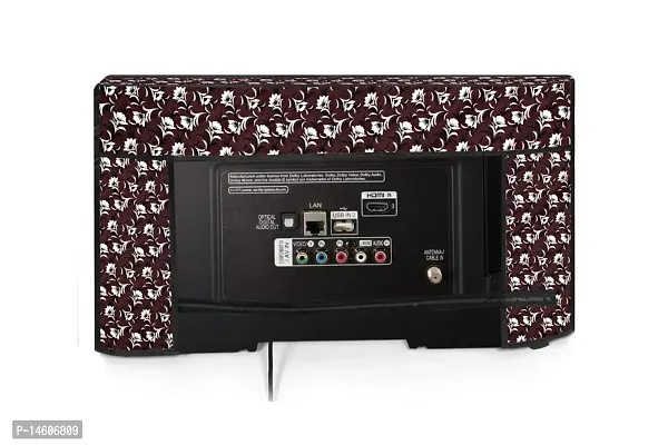 Stylista Printed Polyester LED/LCD TV Cover for 23 Inches All Brands and Models, Floral Pattern Coffee Brown-thumb5