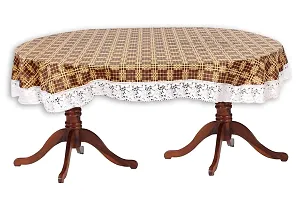 Stylista 6 Seater Oval Dining Table Cover WxL 60x90 inches with White Border lace-thumb4