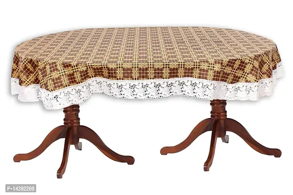 Stylista 6 Seater Oval Dining Table Cover WxL 60x90 inches with White Border lace-thumb5