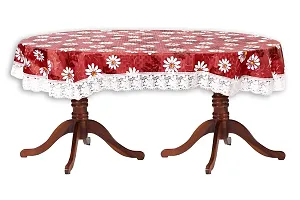 Stylista 8 Seater Oval Dining Table Cover WxL 60x108 inches with White Border lace-thumb3