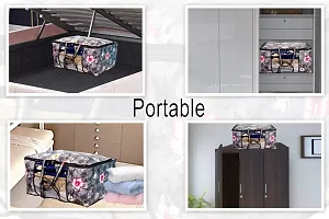 Stylista Polyester Storage Bag/Blanket Bag/Quilt Bag Set of 2 Small Size Floral Pattern-thumb1