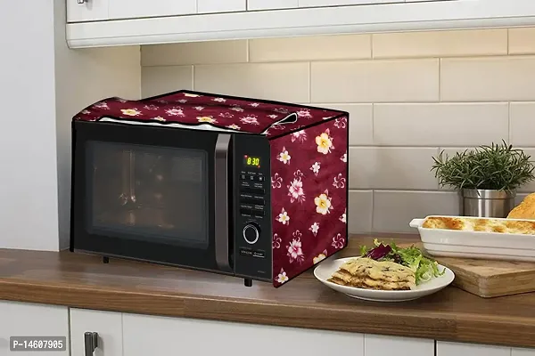 Stylista Microwave Oven Cover for Godrej 30 L Convection InstaCook GMX 30 CA1 SIM Floral Pattern Red-thumb3
