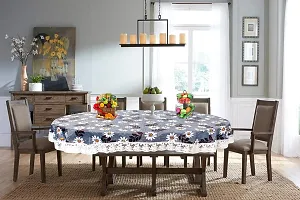 Stylista 8 Seater Oval Dining Table Cover WxL 60x108 inches with White Border lace-thumb1