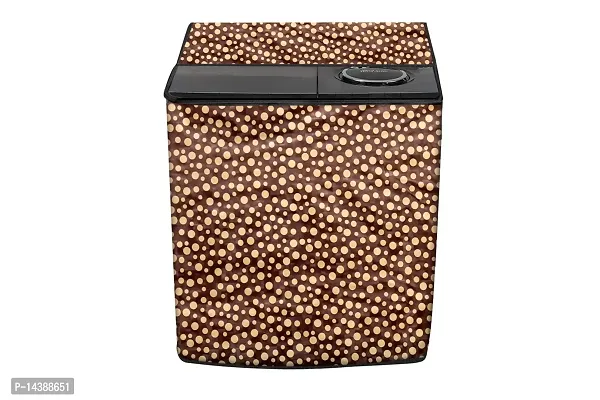 Stylista Top Load Semi Automatic Washing Machine Cover Compatible for Godrej 6.2 kg  6.5 Kg Polka dot Pattern Brown