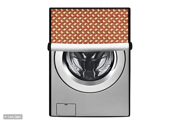 Stylista Washing Machine Cover Compatible for LG 9 Kg 5 Star Inverter Wi-Fi Fully-Automatic Front Loading Washing Machine FHT1409ZWL Interlocked Ropes Pattern Brown