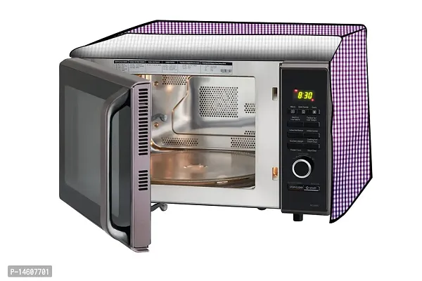 Stylista PVC Microwave Oven Cover for Whirlpool 20 L Solo Magicook Classic-20L, Pin Check Pattern Voilet