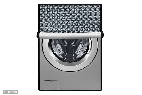 Stylista PVC Washing Machine Cover Compatible for Samsung 7 Kg Fully-Automatic Front Loading WW70T4020CE, Interlocked Ropes Pattern Grey-thumb0