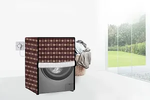 Stylista Washing Machine Cover Compatible for Bosch WAK20060IN Front-Loading 7 Kg Floral Pattern Brown-thumb1