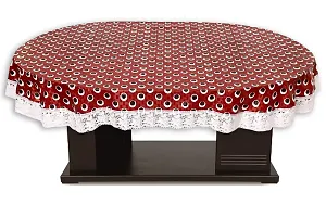 Stylista 6 Seater Oval Dining Table Cover WxL 60x90 inches with White Border lace-thumb2