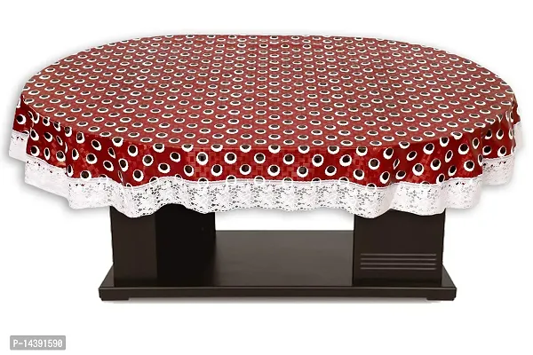 Stylista 6 Seater Oval Dining Table Cover WxL 60x90 inches with White Border lace-thumb3