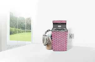 Stylista PVC Washing Machine Cover Compatible for Samsung 6.5 Kg Fully-Automatic Top Loading WA65T4262GS, Packed Pattern Pink-thumb1