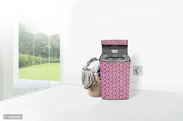 Stylista PVC Washing Machine Cover Compatible for Samsung 6.5 Kg Fully-Automatic Top Loading WA65T4262GS, Packed Pattern Pink-thumb2