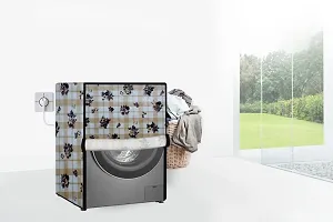 Stylista PVC Washing Machine Cover Compatible for Samsung 6 Kg Fully-Automatic Front Loading WW61R20EK0S, Geometric Pattern Beige-thumb1