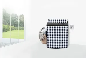 Stylista Washing Machine Cover Compatible for Haier 6.2 kg semi Automatic HTW62-187BO Gingham Pattern Black  White-thumb1