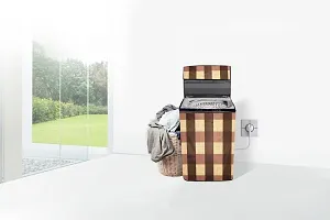 Stylista Washing Machine Cover Compatible for Fully Automatic Top Load Whirlpool 5kg to 7.5kg Gingham Pattern Beige-thumb1