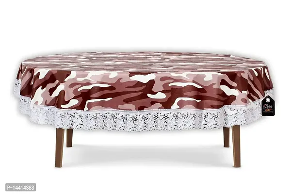 Stylista 6 Seater Table Cover Oval Shaped WxL 60x90 inches Camouflage Pattern with White Border lace-thumb0