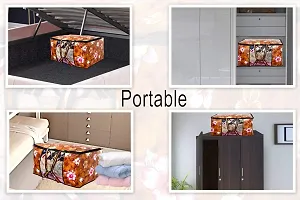 Stylista Blanket Storage Bags Large Size Set of 2 Floral Pattern Orange-thumb2