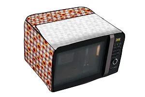 Stylista Microwave Oven Cover for Koryo 20 L KMC2122IAM Gingham Floral Pattern Coffee-thumb4