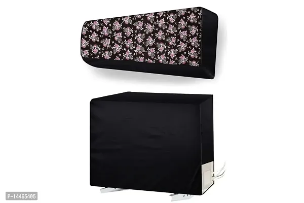 Stylista split ac cover set of indoor and outdoor unit Compatible for 1.5 Ton LG PS-Q19ANZE Floral pattern multicolor