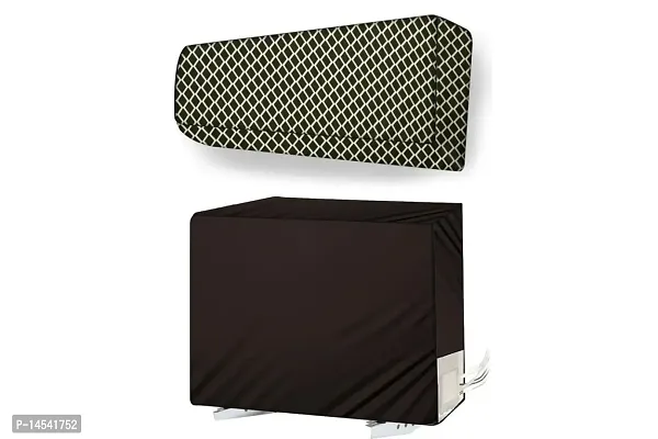 Stylista split ac cover set of indoor and outdoor unit Compatible for 1 Ton Daikin MTKL35 Checkered Brown