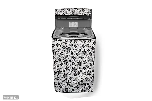 Stylista Washing Machine Cover Compatible for AmazonBasics 7 kg Fully Automatic Top Load Washing Machine Floral Pattern Grey-thumb0