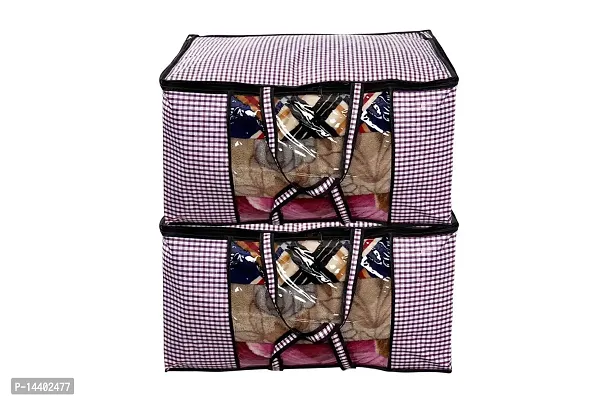 Stylista Blanket Storage Bags Large Size Set of 2 Pin Check Pattern Voilet-thumb0