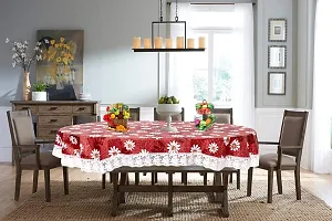 Stylista 8 Seater Oval Dining Table Cover WxL 60x108 inches with White Border lace-thumb1