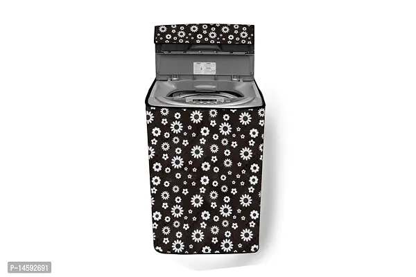 Stylista PVC Washing Machine Cover Compatible for Samsung 6.5 Kg Fully-Automatic Top Loading WA65M4100HV, Floral Pattern White