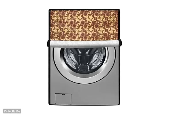 Stylista PVC Washing Machine Cover Compatible for Samsung 7 Kg Fully-Automatic Front Loading WW70T4020EE, Trellis Pattern Brown