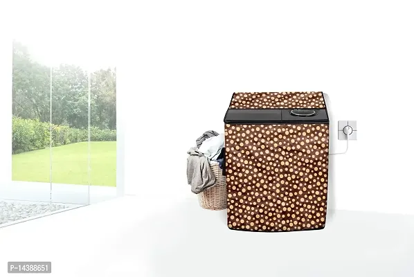 Stylista Top Load Semi Automatic Washing Machine Cover Compatible for Godrej 6.2 kg  6.5 Kg Polka dot Pattern Brown-thumb2