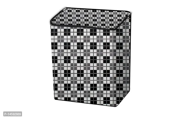 Stylista PVC Washing Machine Cover Compatible for Samsung 7.2 Kg Semi-Automatic Top Loading WT727QPNDMW, Checkered Pattern Black-thumb5