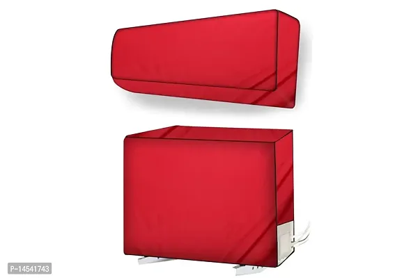 Stylista split ac cover set of indoor and outdoor unit Compatible for 1.5 Ton HITACHI SHIZEN RSQG318HFEOZ1 Red