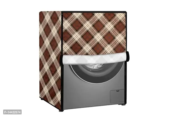 Stylista Washing Machine Cover Compatible for Bosch WAK20060IN Front-Loading 7 Kg Checkered Pattern Beige