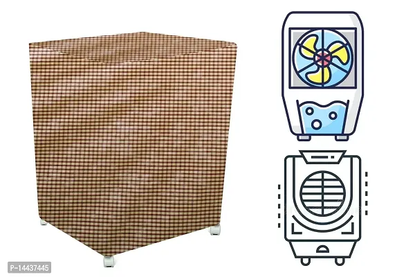 Stylista Cooler Cover Compatible for V-Guard Aikido 70 Liter Desert Cooler Pin Check Pattern Brown-thumb0