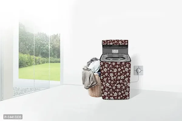 Stylista Washing Machine Cover Compatible for Samsung 7.5 Kg Inverter Fully-Automatic Top Loading Washing Machine WA75T4560BM/TL Floral Pattern Brown-thumb2