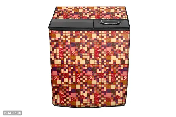 Stylista Top Load Semi Automatic Washing Machine Cover Compatible for Godrej 6.2 kg  6.5 Kg Abstract Pattern Brown