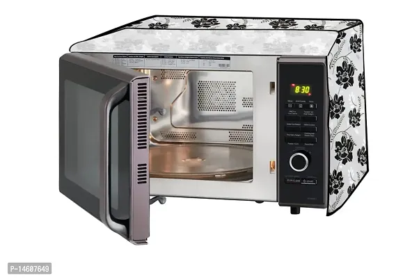 Stylista PVC Microwave Oven Cover for Whirlpool Magicook Classic 20L Solo, IndianFloral Pattern Grey