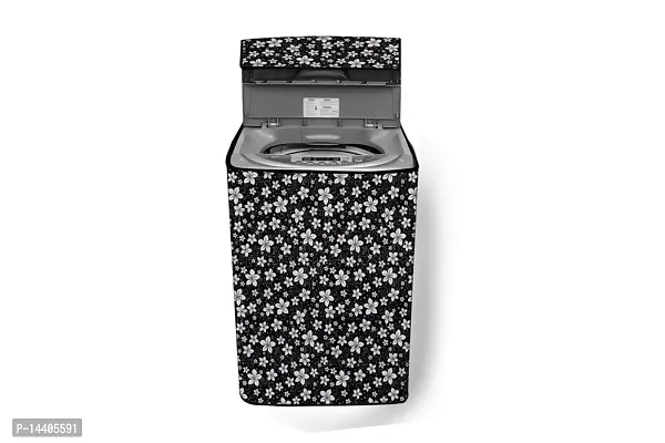 Stylista Washing Machine Cover Compatible for Whirlpool bloomwash World Series (11 kg) Fully Automatic Floral Pattern Black