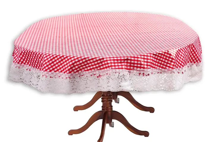 Stylista 6 Seater Table Cover Oval Shaped WxL 54x78 inches with White Border lace