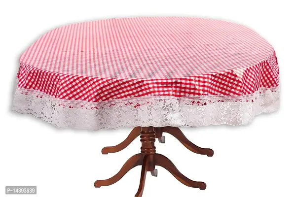 Stylista 4 Seater Oval Dining Table Cover with White Border lace - (Multicolour, 54x78 inches)-thumb0