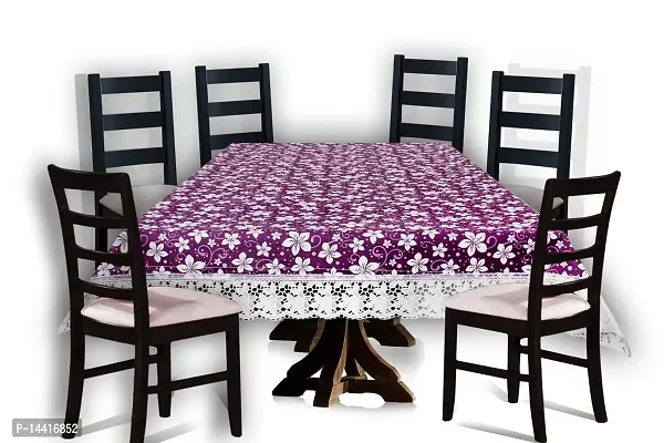 Stylista Waterproof 6 Seater Dining Table Cover Size 60x90 Inches Floral Pattern Purple