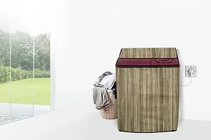 Stylista PVC Washing Machine Cover Compatible for GODREJ 7KG Semi-Automatic Top Loading WSAXIS 70 5.0 SN2 T BR, Wooden Pattern Beige-thumb1