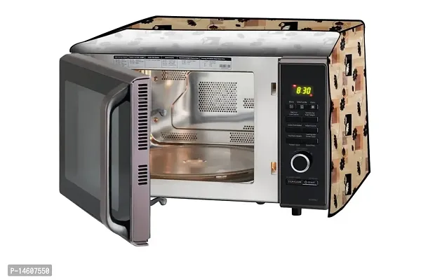 Stylista PVC Microwave Oven Cover for Whirlpool 20 L Solo Magicook Classic-20L, Lotus Pattern Beige