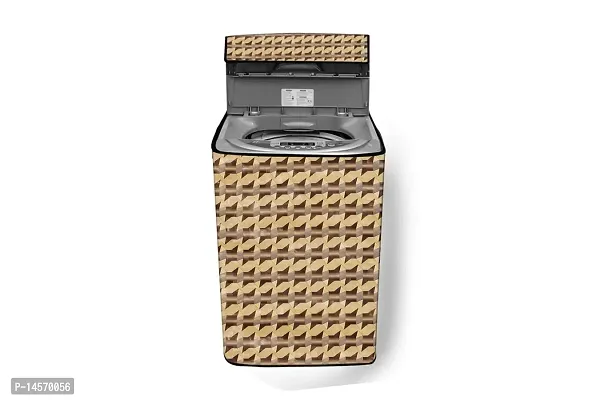 Stylista PVC Washing Machine Cover Compatible for Godrej 6.5 Kg Fully-Automatic Top Loading WTEON ADR 65 5.0 FDTH ROGR, Symmetric Pattern Beige