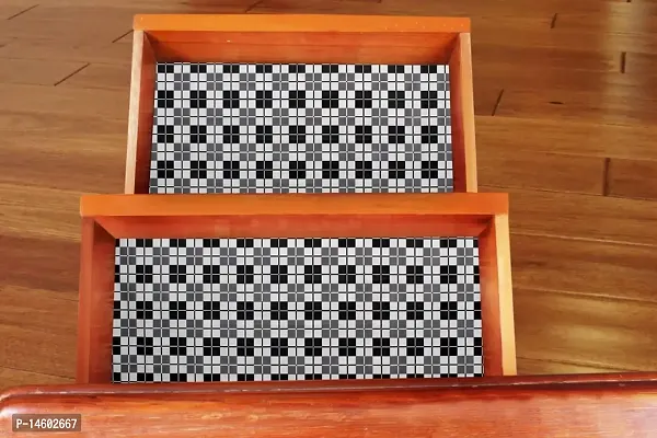 Stylista Shelf Cover for Kitchen Shelves, Shelf mat for cupboards, Shelves Covers Sheets roll for Wardrobe, Drawer Slab mats W 18 inches L 5 Meter roll, Checkered Pattern Black-thumb2