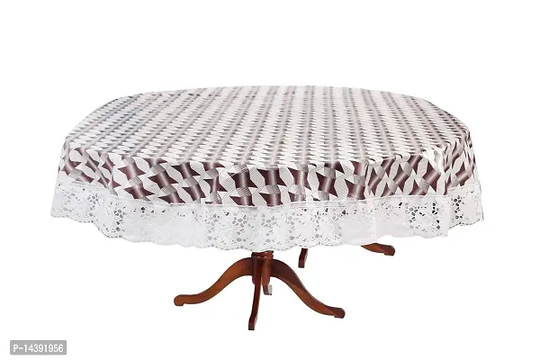 Stylista 4 Seater Oval Dining Table Cover WxL 54x78 inches with White Border lace-thumb0