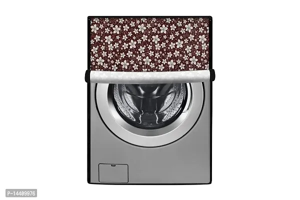 Stylista Washing Machine Cover Compatible for Samsung 7 Kg 5 Star Inverter Fully-Automatic Front Loading Washing Machine WW70J42G0BW/TL Floral Pattern Brown