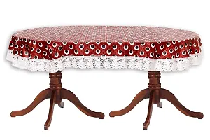 Stylista 6 Seater Oval Dining Table Cover WxL 60x90 inches with White Border lace-thumb3