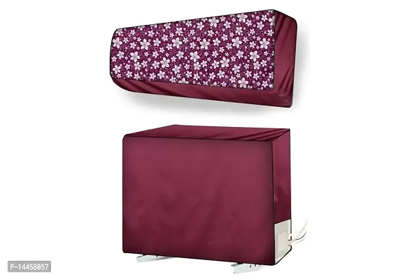 Stylista split ac cover set of indoor and outdoor unit Compatible for 1.5 Ton LG MS-Q18UVYA Floral pattern purple