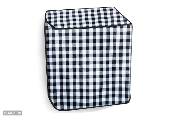 Stylista Washing Machine Cover Compatible for Haier 6.2 kg semi Automatic HTW62-187BO Gingham Pattern Black  White-thumb3